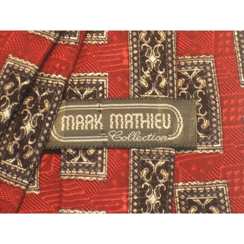 Mark Mathieu 100% Silk Geometric Design Necktie